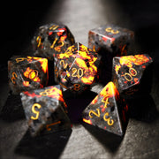 7pcs DND Flame Stone Gemstone Dice Volcanic Rock Dice Set Multi-sided Polyhedral Dice for D&D Game COC Role Playing RPG Table