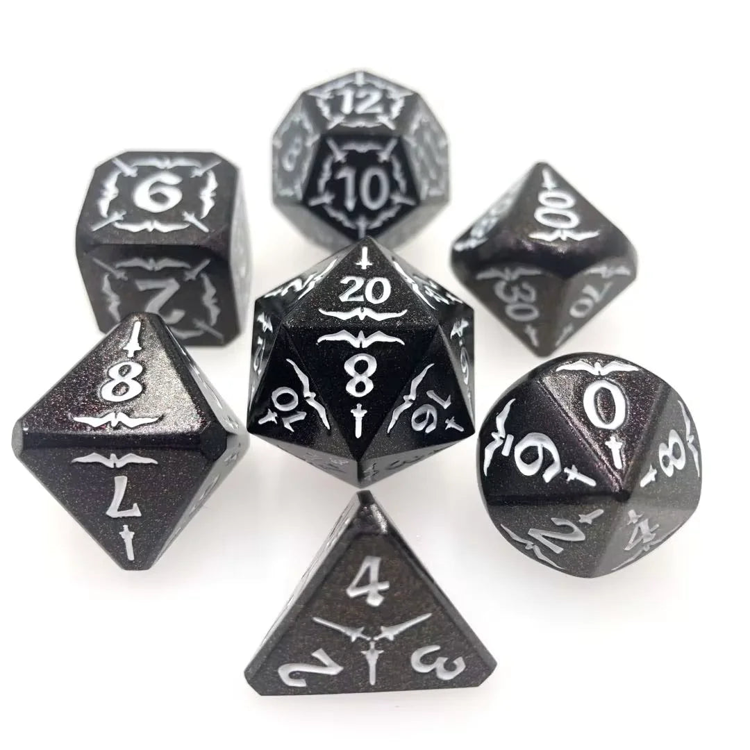 Antique Dragon Metal RPG Dice Set - 7 Piece - Design 4