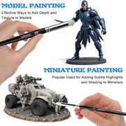 Yutiars 3/6Pcs Miniature Paint Brushes Wood Handle Fine Detail Brush for Enamel DND Warhammer 40K Citadel Model Figurines