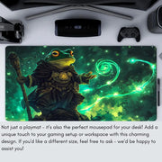 Dark Fantasy Frog Wizard TCG Playmat Magic Card Mat with Stitched Edge Non-Slip Durable Tabletop Playmat Board Game Mat for TCG