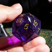 Multifaceted Purple Black 1PC 23mm D20 DND Dice Cut Sharp Edges and Glitter Inclusions 20 Sided Handcrafted Dungeons and Dragons