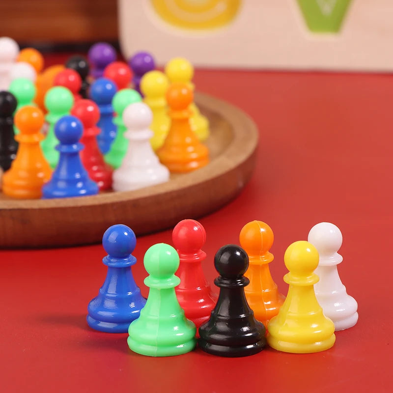 New 32pcs Chessman Plastic Pawns Checkers Pieces For Games Tabletop Markers Components 2.5*1.5cm