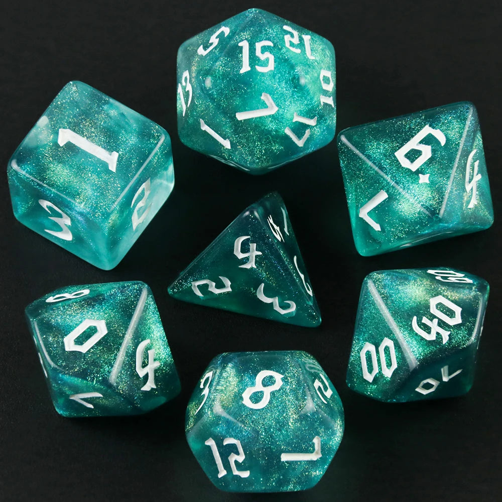 Opal Glitter RPG Dice Set