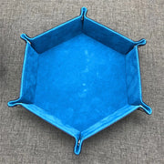 Rolling Folding Hexagon Dice Game Storage Tray PU Leather&Velvet Mat Holder Double Sided Thick Office Supplies Storage Tools