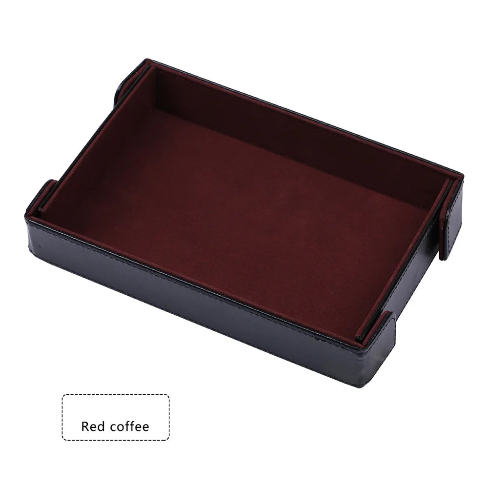 Magnetic Dice Storage Tray PU Leather Storage Box with Faux Fur Foldable Rectangle Case for Dice Games Board Game Accessories