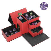 3-in-1 PU Leather Dice Tower & Storage Box with Drawers for Tabletop RPG