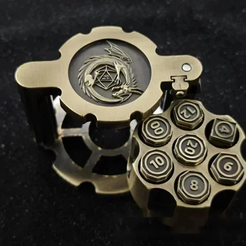 Antique Metal RPG Dice Set - Design 5