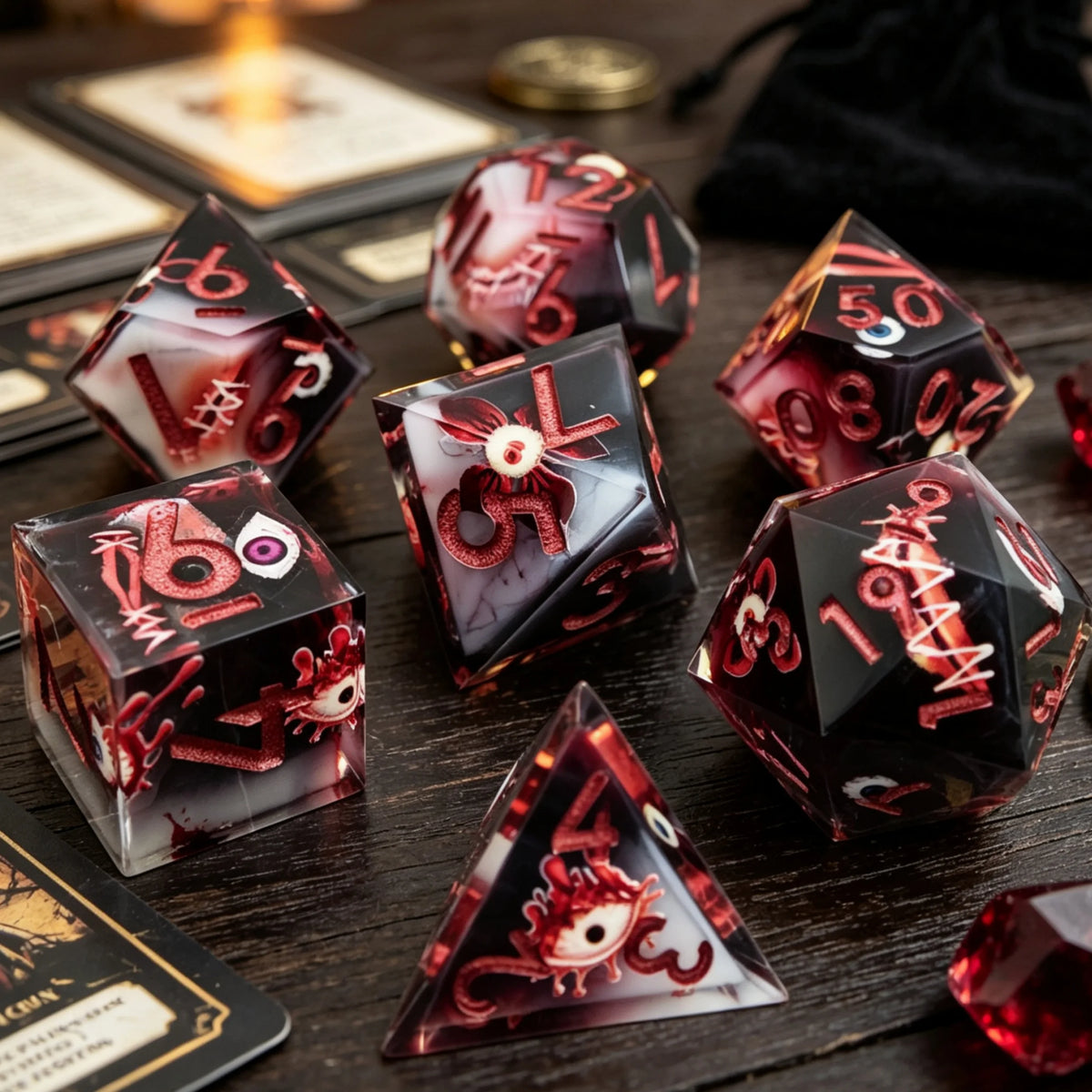 Liquid Core Resin Polyhedral RPG Dice Set - Design 14
