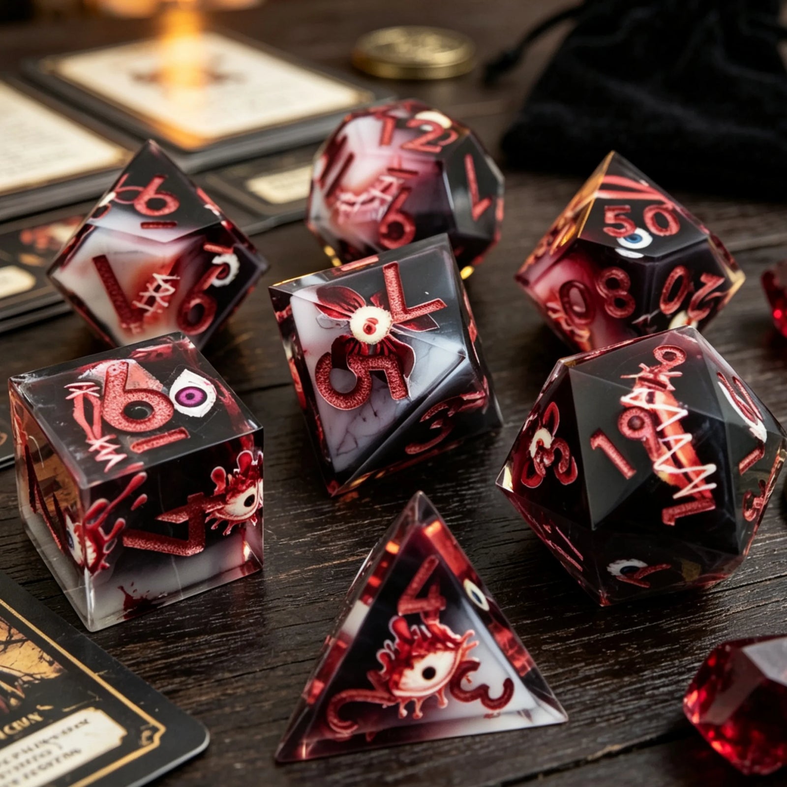 Liquid Core Resin Polyhedral RPG Dice Set - Design 14
