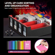 Trading Card Storage Box for 3000+ Cards With Display Windows, Premium Game Card Storage Box With Card Supporters & Divider
