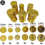 Pirate Party Fake Gold Coins Bulk 1 5 10 20 50 100 Denomination Gold Coins Pirate Themed Party Supplies Game Gift Kids Favors