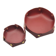1pc Leather Dice Storage Tray Desktop Organizer For Key Jewelry Cosmetic Storage Box Folding Organizer Home Decor