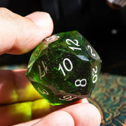 Multifaceted Green Black 1PC D20 DND Dice Cut Sharp Edges Glitter Inclusions 20 Sided Dice Handcrafted Role Playing Game 23mm