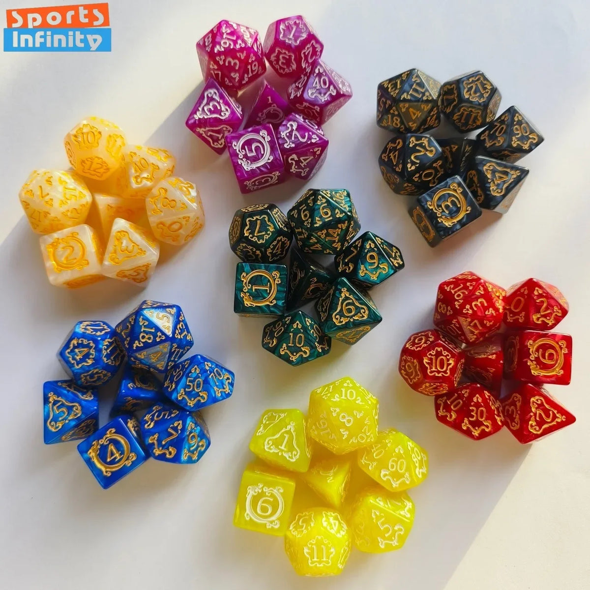 Antique Dragon Metal RPG Dice Set - 7 Piece