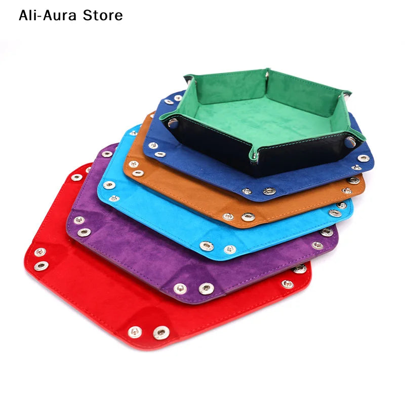 Fold-Flat PU Hex Dice Tray & Storage - Design 8