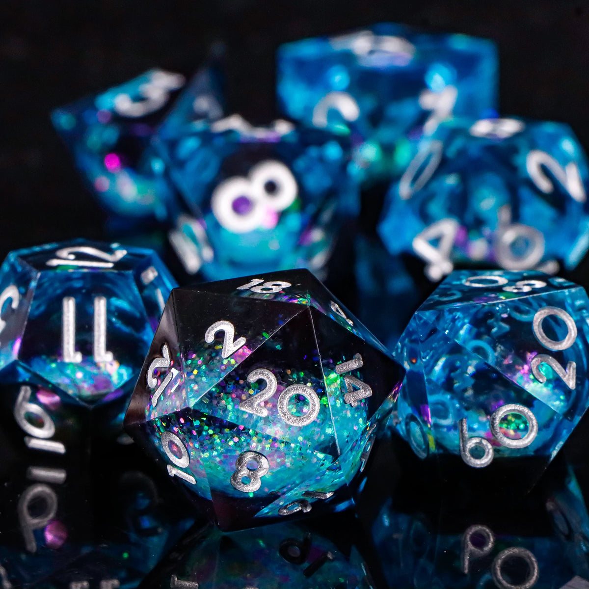 Handmade Sharp-Edge Resin Dice Set – 26 Colours to Choose From
