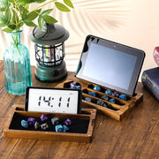 Wooden Dice Tray Wood Storage Box for Resin Dice Tray with Phone Stand Magnetic Dice Storage Box Case for DND RPG COC Player