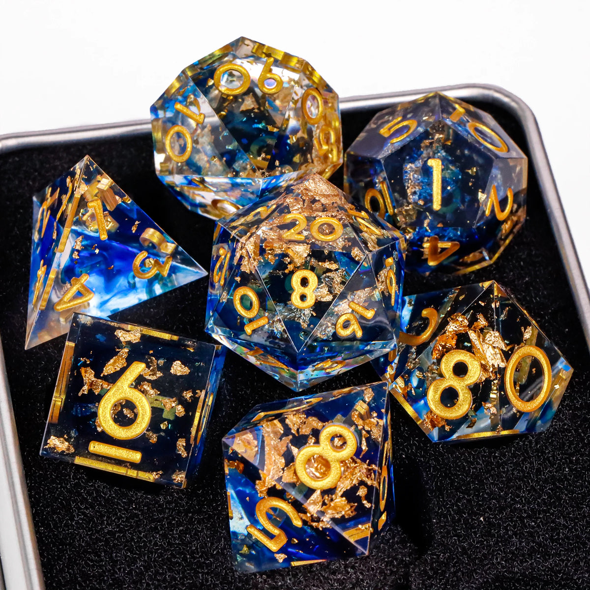 Handmade Sharp-Edge Resin Dice Set – 26 Colours to Choose From