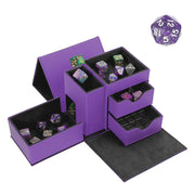 3-in-1 PU Leather Dice Tower & Storage Box with Drawers for Tabletop RPG