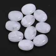 20pcs Flat Oval Acrylic Beads Double Color Imitation Jade Stone Loose Beads For Jewelry Making Bracelet Necklace DIY Accessories
