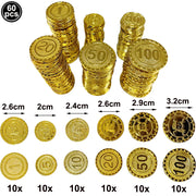 Pirate Party Fake Gold Coins Bulk 1 5 10 20 50 100 Denomination Gold Coins Pirate Themed Party Supplies Game Gift Kids Favors