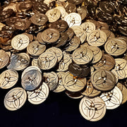 10Pcs/Set Game Impact Mora Open Treasure Chest Game Metal Coin Strengthen Equipment Rock God Morax Cosplay Props Accessories