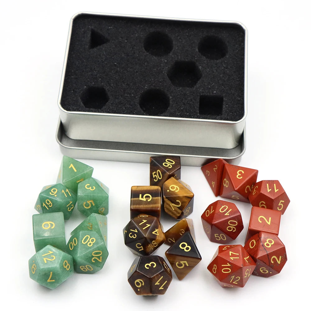 Natural Stone Dice Set – 7 Colours to Choose From