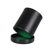 Leather Dice Cup with Lid Green Red Lining Interior Quiet in Shaking for Liars Dice Farkle Yahtzee Board Games with 5 pcs Dice