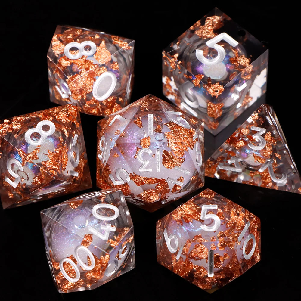 Galaxy Liquid Core Dice Set – Swirling Universe in Every Roll – 24 Colours to Choose From