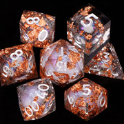 D&D Liquid Core Dice & Galaxy Sharp Edge D and D Dungeon and Dragon Pathfinder Role Playing Games Dice, Gold Foil Resin Dice