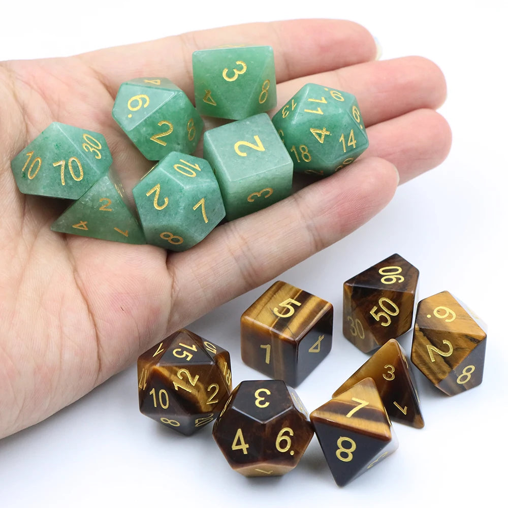 Natural Stone Dice Set – 7 Colours to Choose From