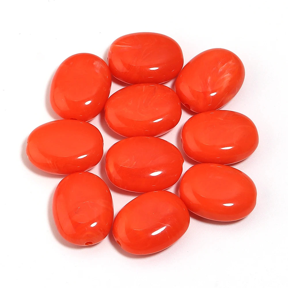 20pcs Flat Oval Acrylic Beads Double Color Imitation Jade Stone Loose Beads For Jewelry Making Bracelet Necklace DIY Accessories