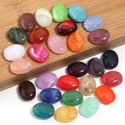 20pcs Flat Oval Acrylic Beads Double Color Imitation Jade Stone Loose Beads For Jewelry Making Bracelet Necklace DIY Accessories