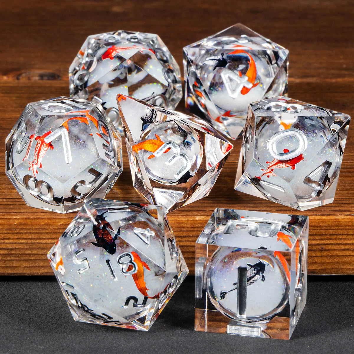 Liquid Core Resin D6 Dice Set - 7 Piece - Design 2