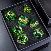 Magic Lord Rings Dice Set, 7Pcs Dungeon Dragon DnD Dice, Resin LOTR D&D Dice Set for Role Playing Game, D and D Sharp Edge Dice