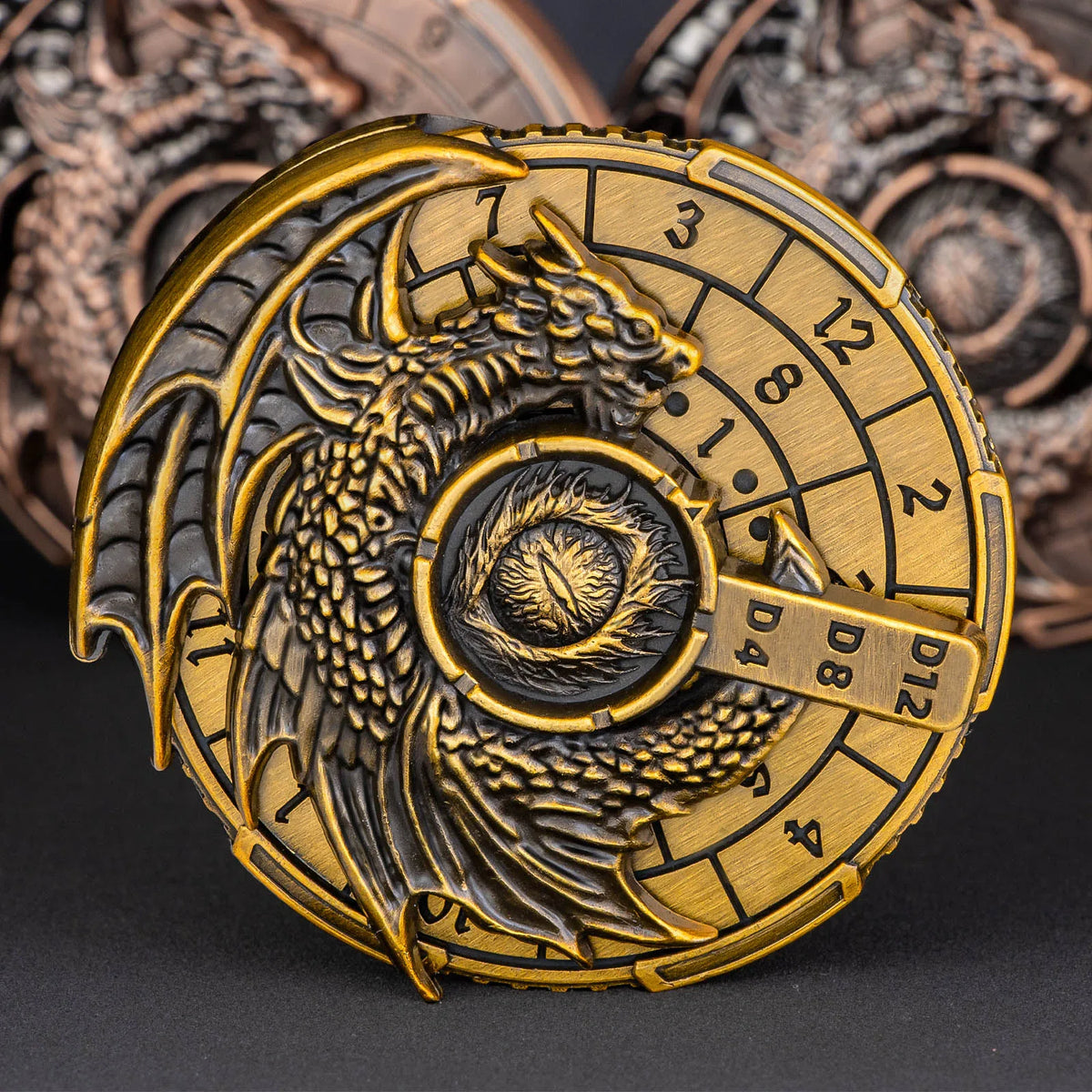 Gold Dragon Metal RPG Dice Set - Design 4