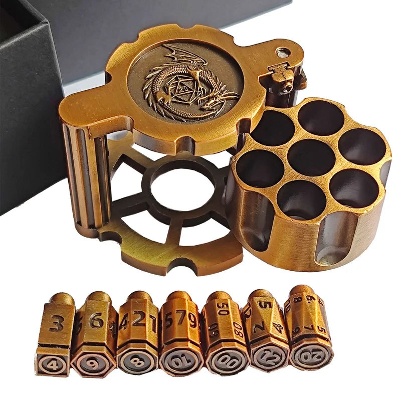Antique Metal RPG Dice Set - Design 2