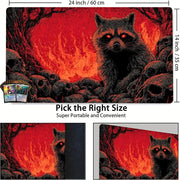 Fire Forest and Raccoon Magic Card Battle Mat TCG Playmat Anti-slip Base 35X60CM gathering gaming mats Board Game Mat for TCG