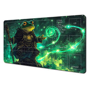 Dark Fantasy Frog Wizard TCG Playmat Magic Card Mat with Stitched Edge Non-Slip Durable Tabletop Playmat Board Game Mat for TCG