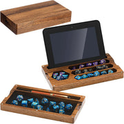 Wooden Dice Tray Wood Storage Box for Resin Dice Tray with Phone Stand Magnetic Dice Storage Box Case for DND RPG COC Player