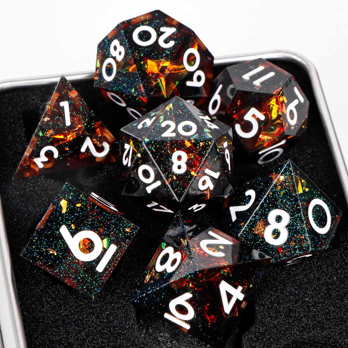 Handmade Sharp-Edge Resin Dice Set – 26 Colours to Choose From