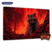Fire Forest and Raccoon Magic Card Battle Mat TCG Playmat Anti-slip Base 35X60CM gathering gaming mats Board Game Mat for TCG