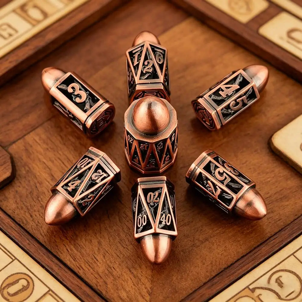 Antique Metal D6 Dice - Design 2