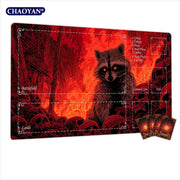 Fire Forest and Raccoon Magic Card Battle Mat TCG Playmat Anti-slip Base 35X60CM gathering gaming mats Board Game Mat for TCG