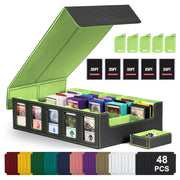 Leather Trading Card Storage Box 5 Rows Magnetic Closure Game Cards Box With Viewing Windows Card and Note Storage Supplies