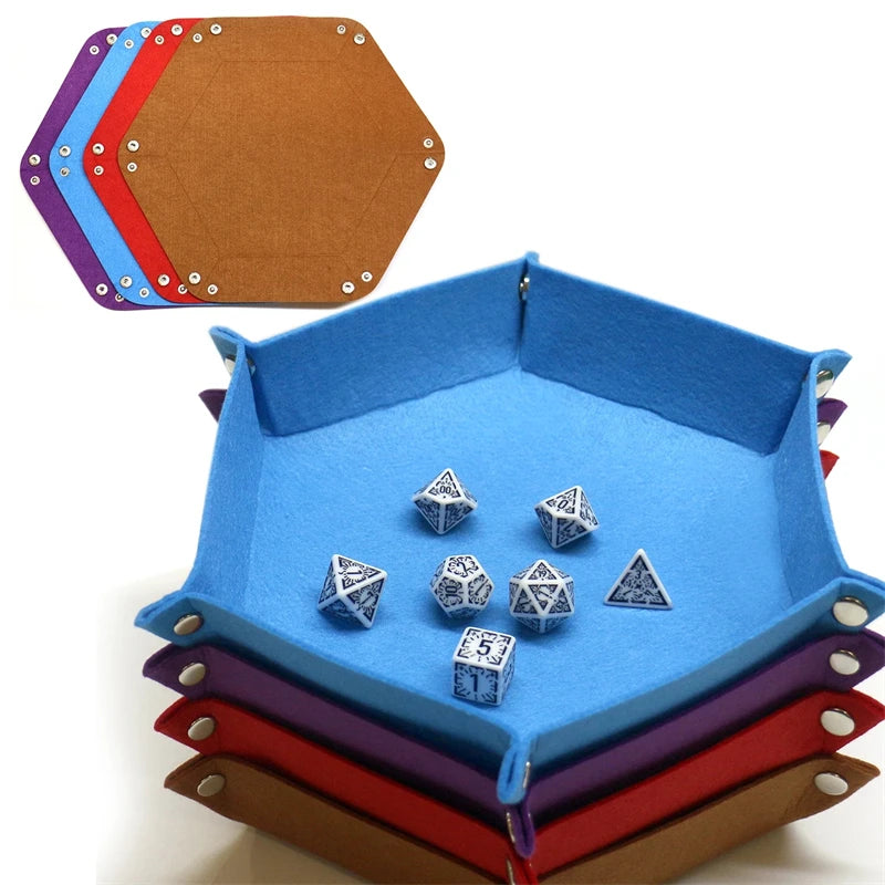 Fold-Flat PU Hex Dice Tray & Storage - Design 2