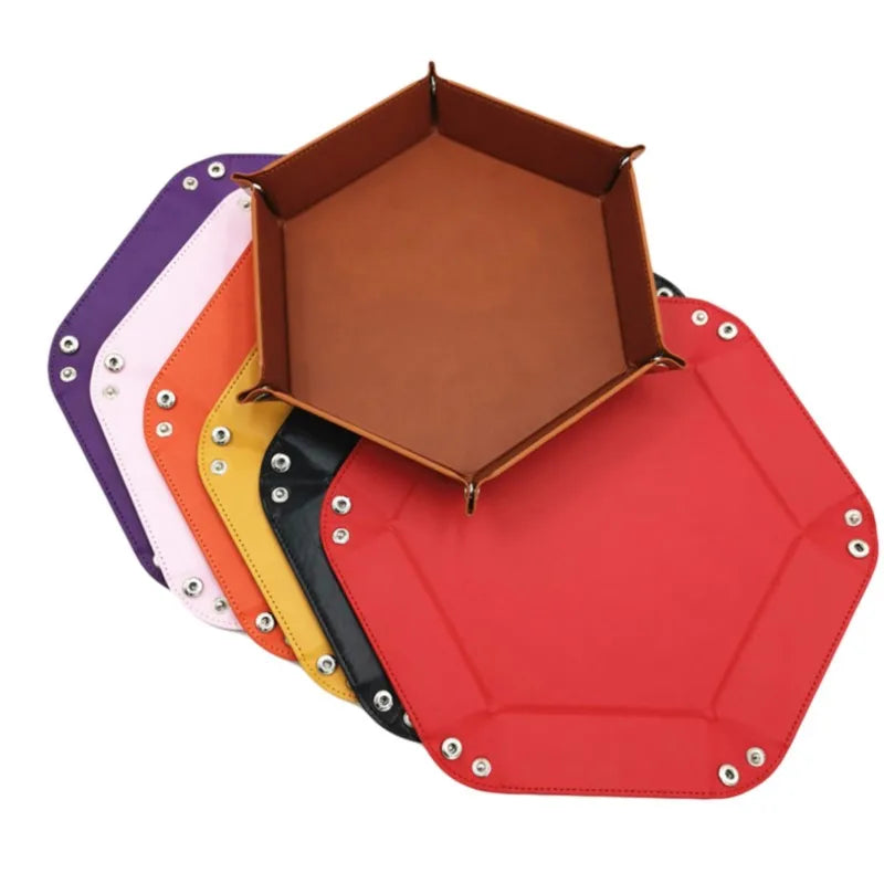 Fold-Flat PU Hex Dice Tray & Storage - Design 6