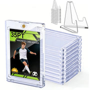 5/10/15 PCS 35pt Magnetic Card Holders with Stand – Hard Case for MTG & Sports Cards, UV Protection, Instant Desktop Display