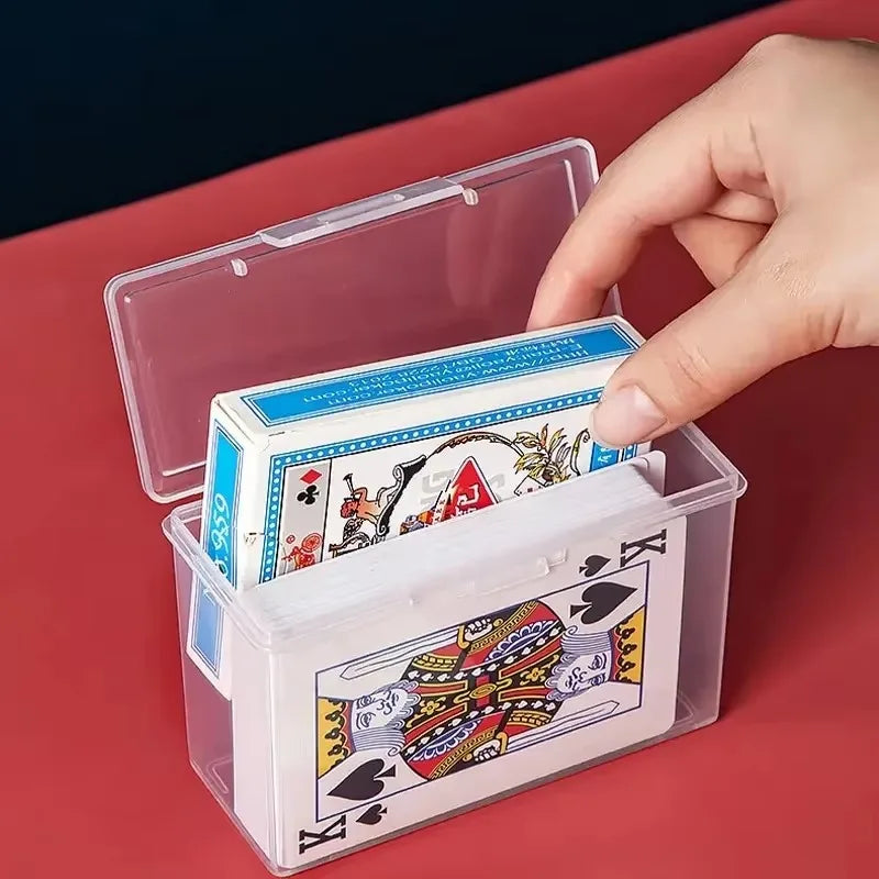 Single transparent poker deck box with playing cards