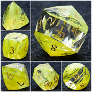 1-7pcs DND Fantasy Blue Glass Gemstone Dice Set Multi-sided Polyhedral Dice Golden Word Dice for D&D Game COC Role Playing RPG